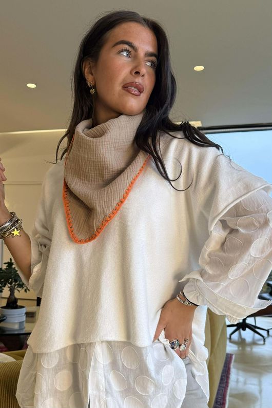 Pia Whipstitch Neckerchief Mocha & Aperol